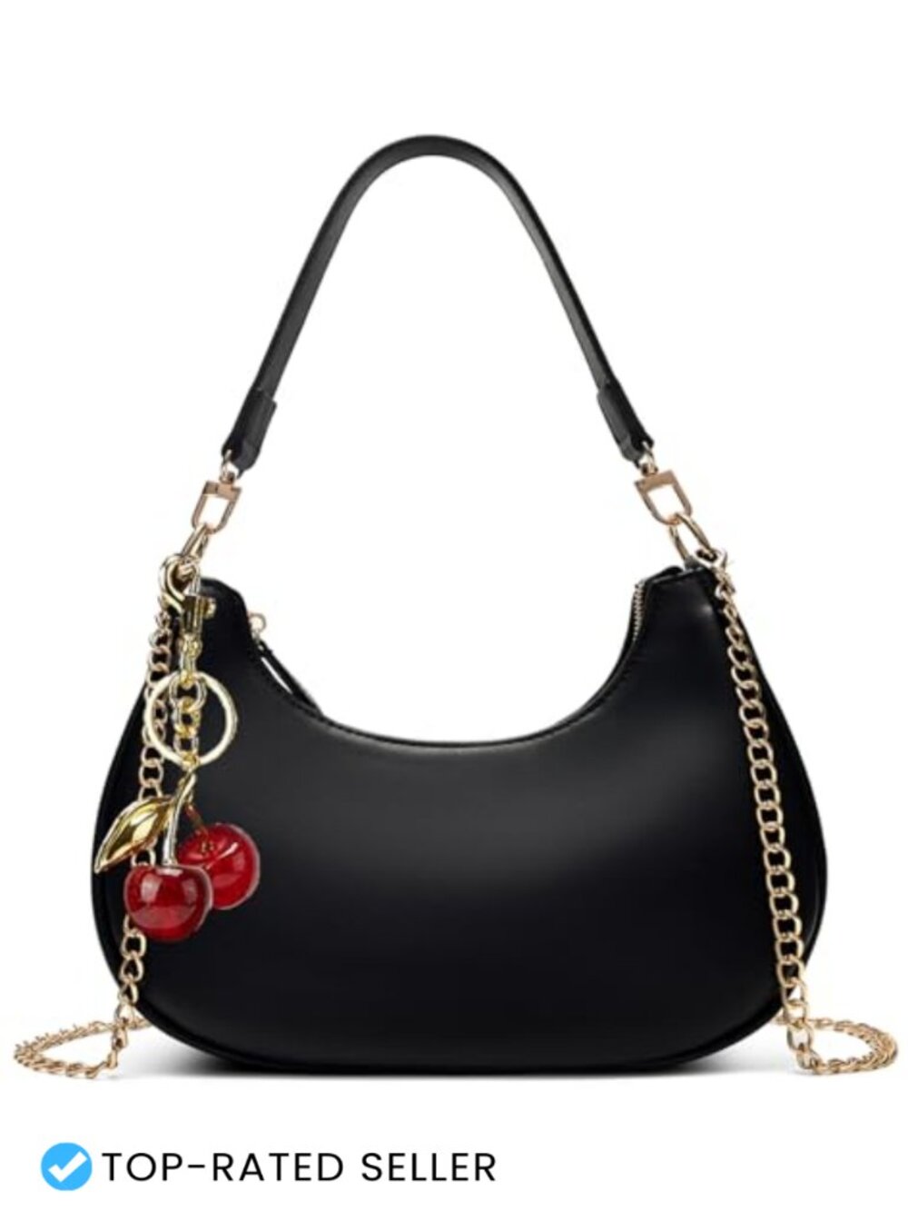 Women's PU Leather Hobo Shoulder Bag with Removable Straps Cherry Charm